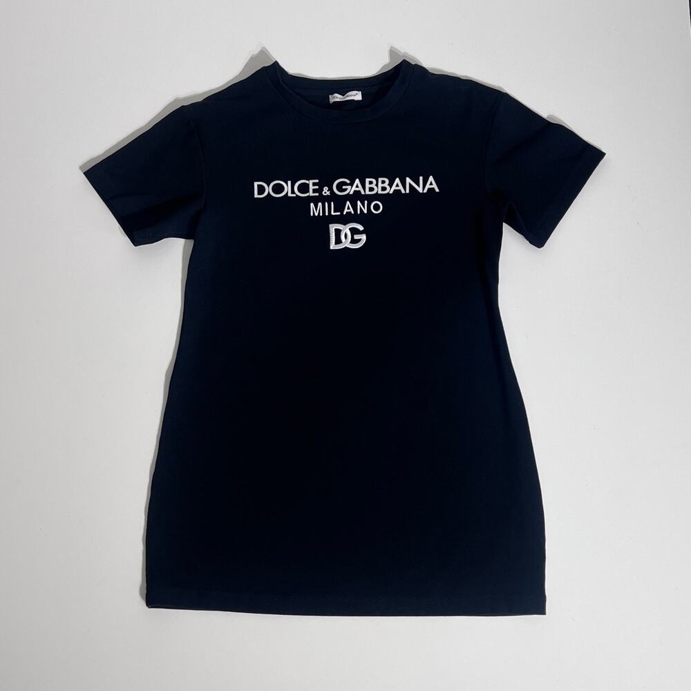 Dolce & Gabbana Kids Embroidered Milano Logo Tee | Size 6 Designer Luxury